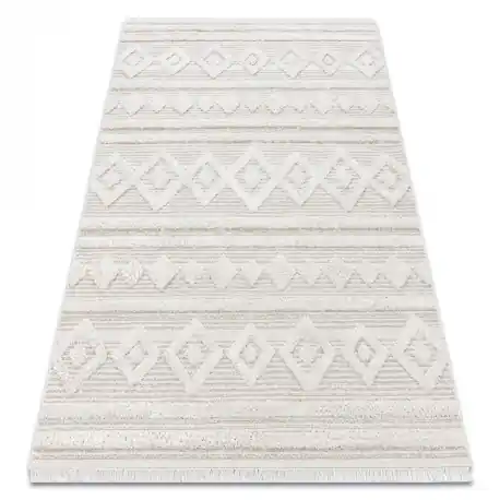 Tappeto ECO SIZAL MOROC 22322 rombi, linee, boho franges - strutturale beige / crema