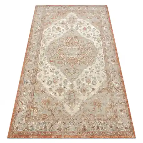Tappeto in lana SOHO 477.01.LA112 OSTA - Ornamento, rosetta, naturale terracotta / beige