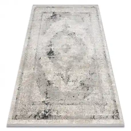 Tappeto TULS strutturale, frange 51321 vintage, Telaio, Rosone beige / grigio