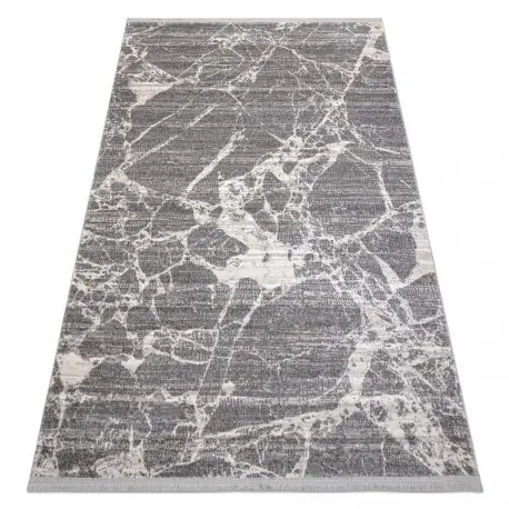 Tappeto moderno REBEC frange51186B Marmo - due livelli di pile crema / grigio