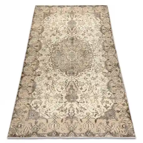 Tappeto in lana ANNODATO A MANO Vintage 10311, telaio, ornamento - beige