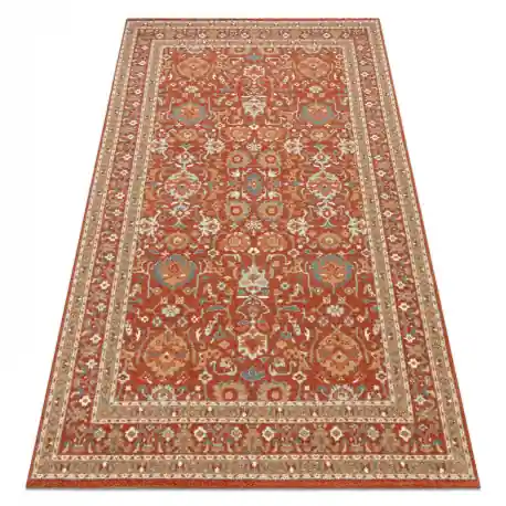 Tappeto in lana SOHO 477.26.LA300 OSTA Ornamento, cornice naturale terracotta / beige