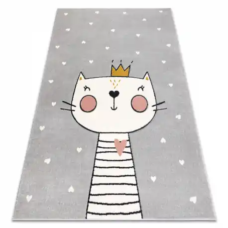 Tapis KIDDO 6106 grigio chiaro / bianco gattino, corona pour enfants, sensoriel