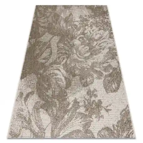 TAPPETO DI SPAGO SIZAL FLOORLUX 20491 FIORI szampański / grigio scuro