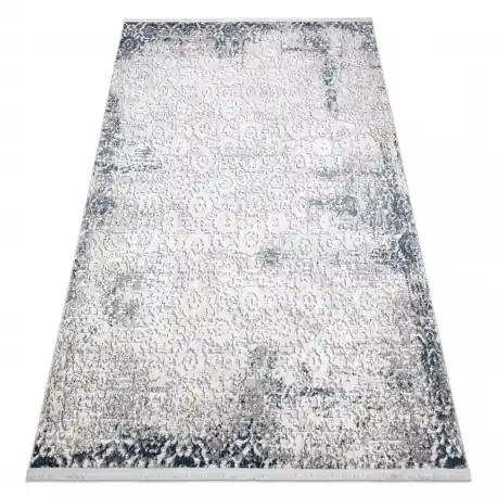 Tappeto moderno REBEC frange 51172A - due livelli di pile crema / blu scuro