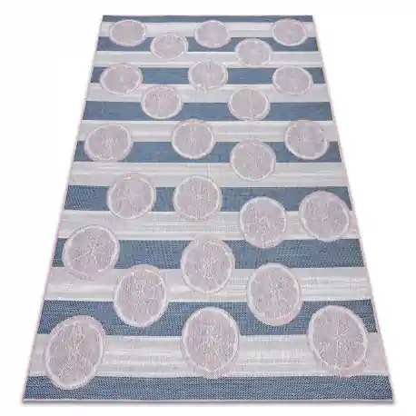 Tappeto SIZAL SION pompelmo 00002 tessuto piatto ecru / rosa / blu