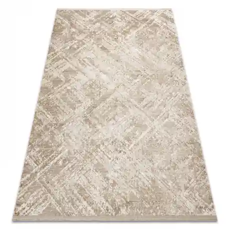 Tappeto moderno DUKE 51541 beige - Geometrico strutturata, molto morbida, frange