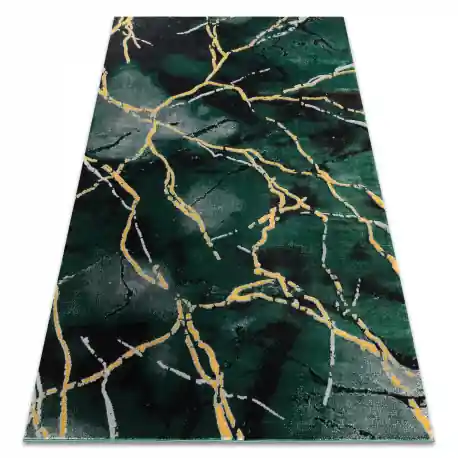Tappeto EMERALD esclusivo 1018 glamour, elegante Marmo verde bottiglia / oro