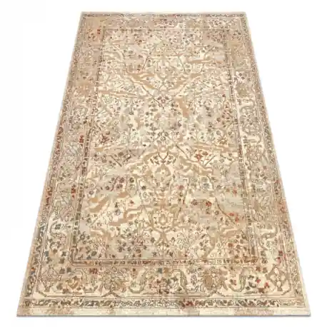 Tappeto in lana SOHO 477.04.LA110 OSTA - Fiori, cornice, naturale beige / terracotta