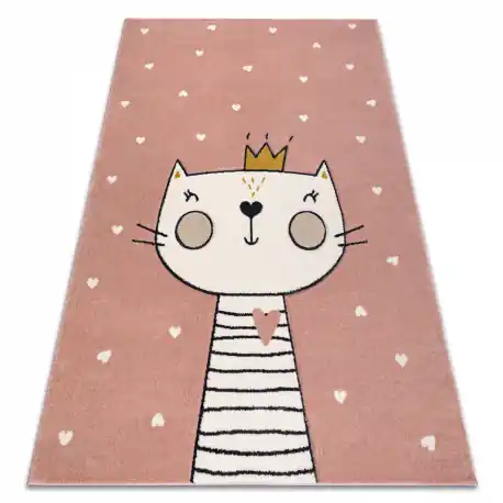 Tapis KIDDO 6106 rosa chiaro / bianco gattino, corona pour enfants, sensoriel
