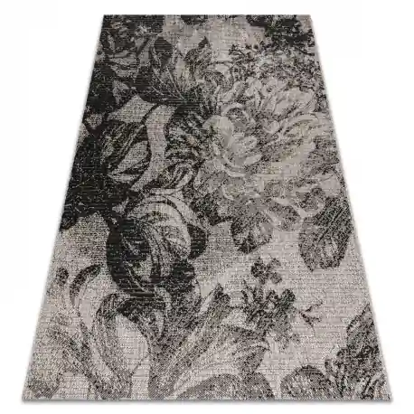 TAPPETO DI SPAGO SIZAL FLOORLUX 20491 FIORI argento / nero