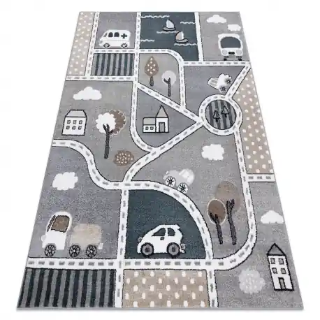 Tappeto FUN Strade per bambini, strada, cittadino grigio