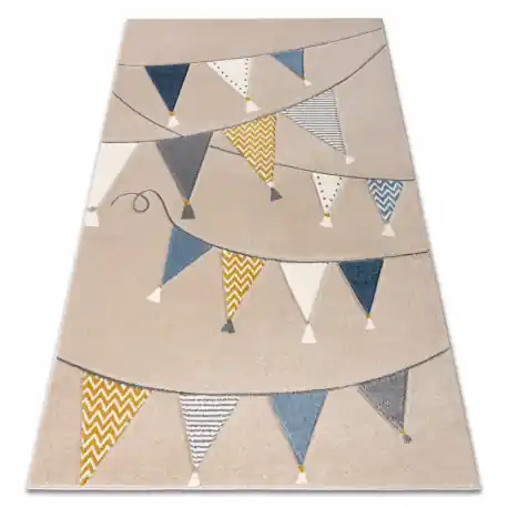 Tapis KIDDO 9426 beige / bianco triangoli, festa, pour enfants, sensoriel