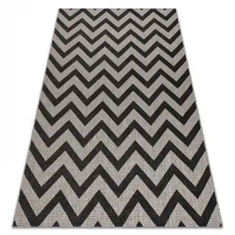 TAPPETO DI SPAGO SIZAL FLOORLUX 20340 argento / nero ZIGZAG
