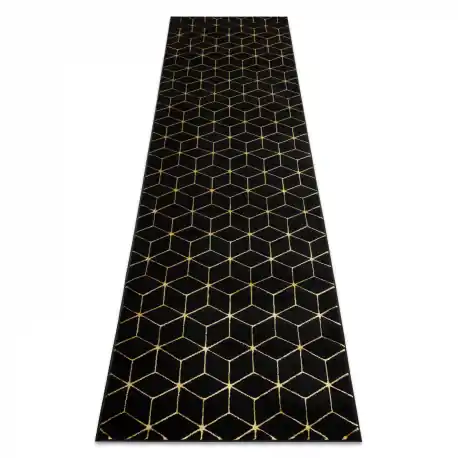 Tappeto, tappeti passatoie GLOSS moderno 409C 86 Cubo elegante, glamour, art deco nero / oro