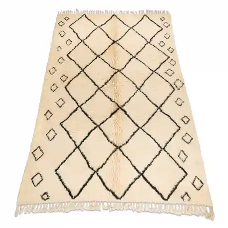 Tappeto BERBERO MR1652 Beni Mrirt tessuto a mano dal Marocco, Rombi - beige / nero