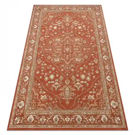 Tappeto in lana SOHO 477.01.LA301 OSTA Ornamento, cornice naturale terracotta / beige