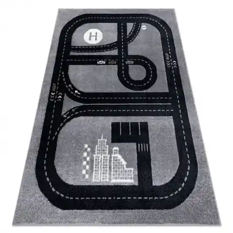 Tappeto FUN Track per bambini, strada, cittadino grigio