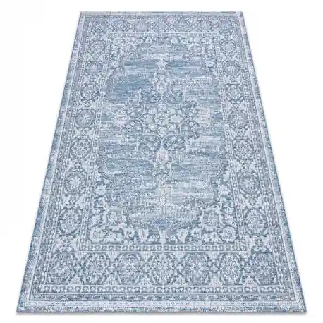 Tappeto DI SPAGO SIZAL LOFT 21213 Ornamento blu / argento / avorio