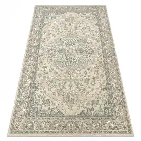 Tappeto in lana SOHO 477.01.LA119 OSTA - Ornamento, rosetta, naturale beige / verde