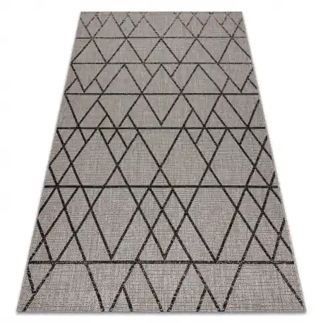 TAPPETO DI SPAGO SIZAL FLOORLUX 20508 argento / nero TRIANGOLI