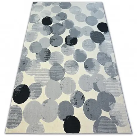 Tappeto SCANDI 18461/752 - CERCHI CERCHIETTI crema grigio nero