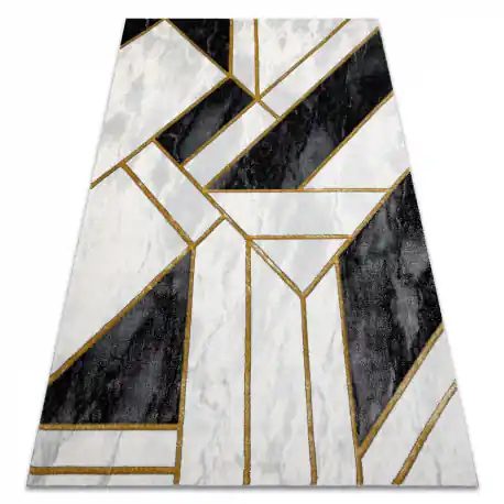 Tappeto EMERALD esclusivo 1015 glamour, elegante Marmo, géométrique nero / oro