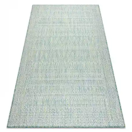 Tappeto SIZAL SION Diamanti 22184 tessuto piatto verde / blu / ecru