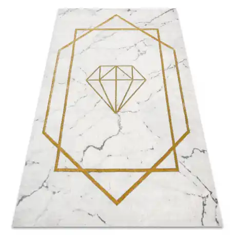 Tappeto EMERALD esclusivo 1019 glamour, elegante diamante, Marmo crema / oro