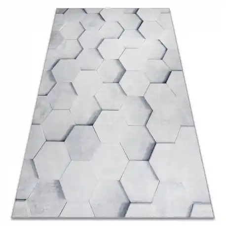Tappeto lavabile ANDRE 1180 Nido d'ape, esagono 3D antiscivolo - grigio