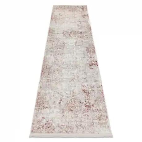 DISTIN 0828A rosa / cipria / bianco tappeto, passatoia moderno - Astrazione, vintage, frange