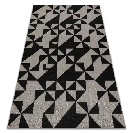 TAPPETO DI SPAGO SIZAL FLOORLUX 20489 argento / nero TRIANGOLI