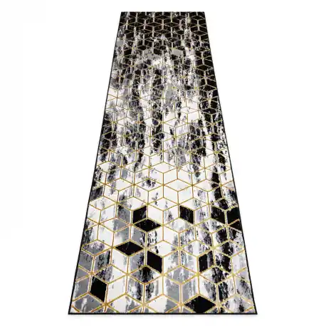Tappeto, tappeti passatoie GLOSS moderno 409A 82 Cubo elegante, glamour, art deco nero / grigio / oro