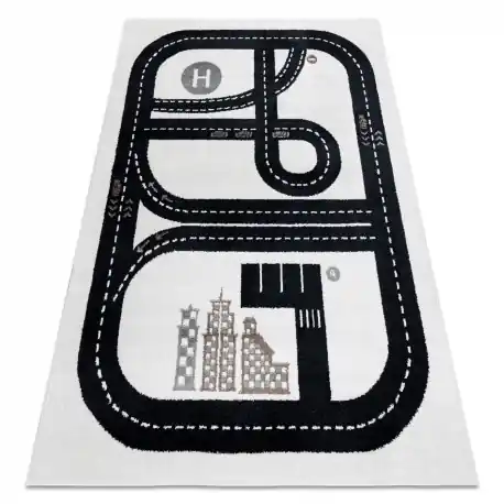 Tappeto FUN Track per bambini, strada, cittadino crema