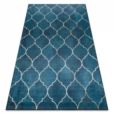 Tappeto lavabile ANDRE 1181 Traliccio marocchino antiscivolo - blu