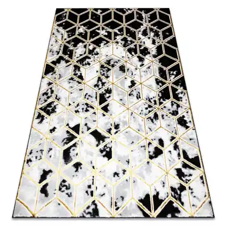 Tappeto ALLURE 1966 Cubo 3D - Strutturale, elegante, glamour nero / oro