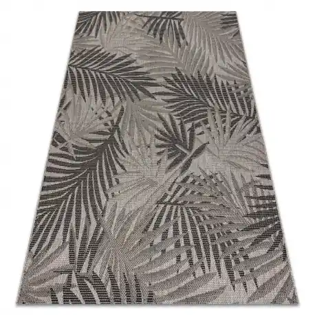 TAPPETO DI SPAGO SIZAL FLOORLUX 20504 FOGLIE argento / nero GIUNGLA