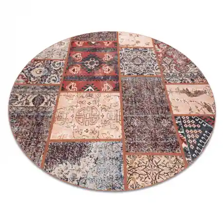 ANTIKA Tappeto ancient rust cerchio, patchwork moderno, greco lavabile - terracotta