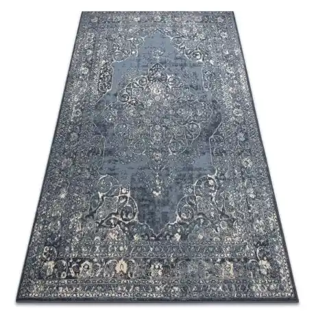 Tappeto in lana NAIN Rosone vintage 7599/50911 blu scuro / beige