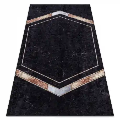 Tappeto lavabile MIRO 52025.802 Marmo, geometrico antiscivolo - nero