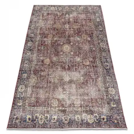 Tappeto in lana ANNODATO A MANO Vintage 10665, telaio, ornamento - chiaretto / blu