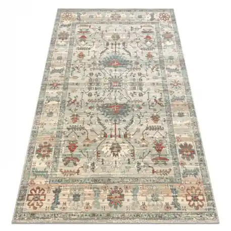 Tappeto in lana SOHO 477.09.LA100 OSTA - Boho, cornice, naturale beige / verde