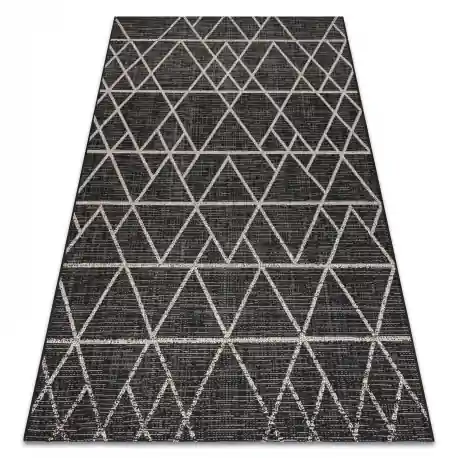 TAPPETO DI SPAGO SIZAL FLOORLUX 20508 nero / argento TRIANGOLI