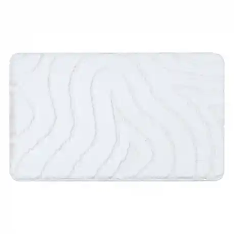 Tappeto da bagno SUPREME WAVES, cerchio, antiscivolo, morbido - bianco