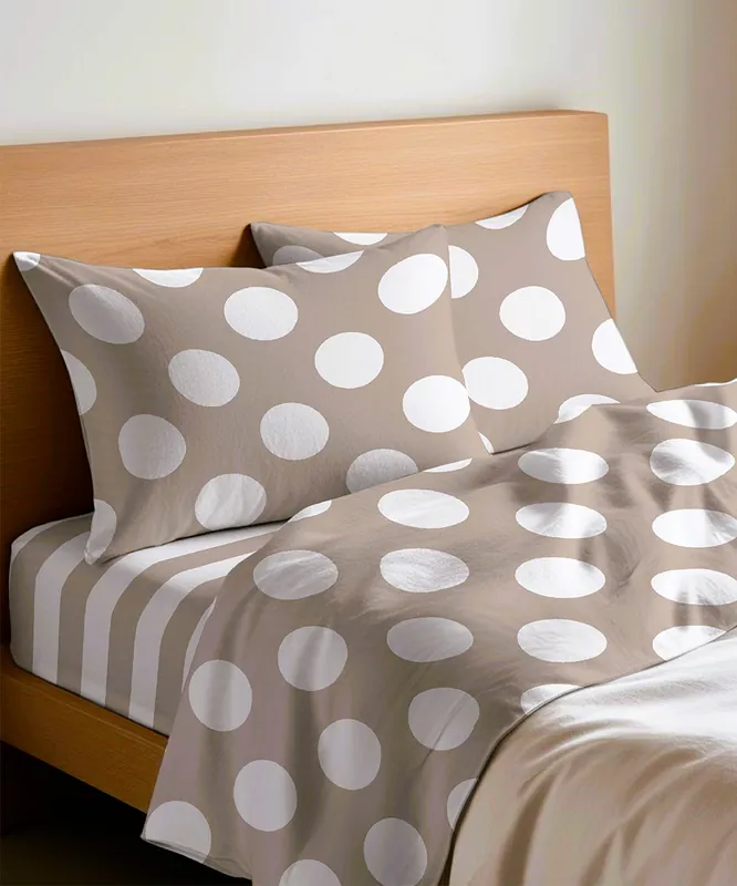 Completo Lenzuola Pois Beige