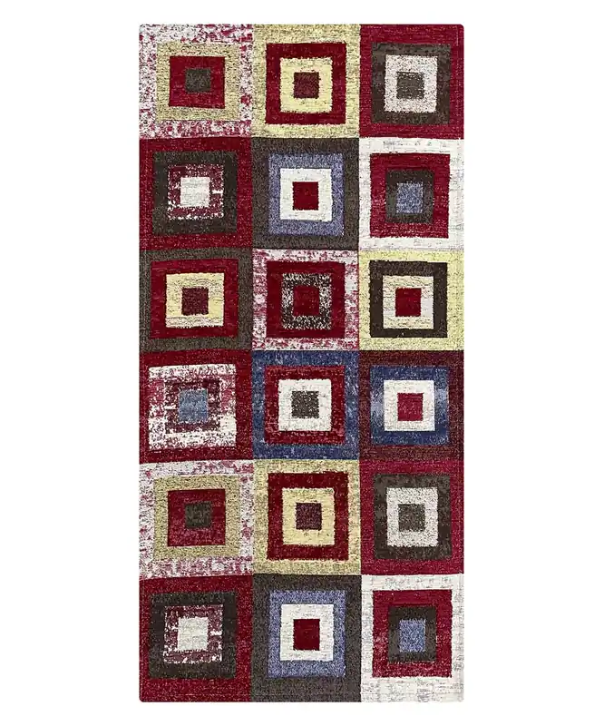 Tappeto Quadri Rosso
