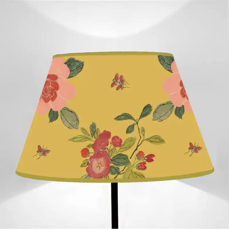 Paralume Tronco di cono Fiori su Giallo Ocra