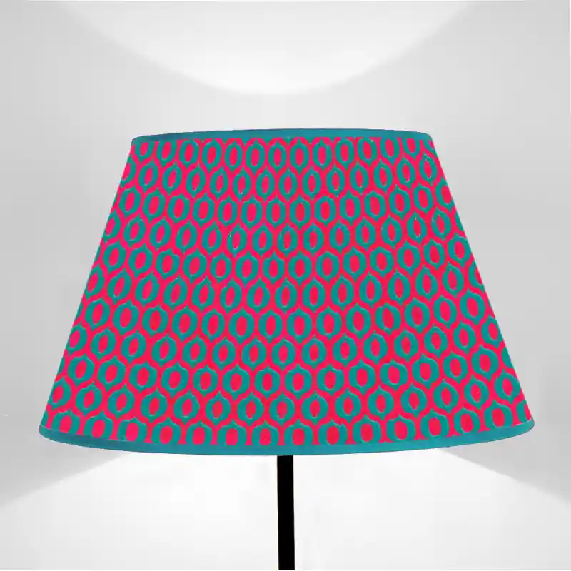 Paralume tronco di cono Tessuto Ikat Porpora e Peacock