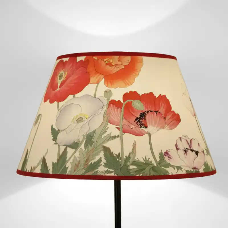 Paralume tronco di cono Flora Papaveri Fondo Chiaro