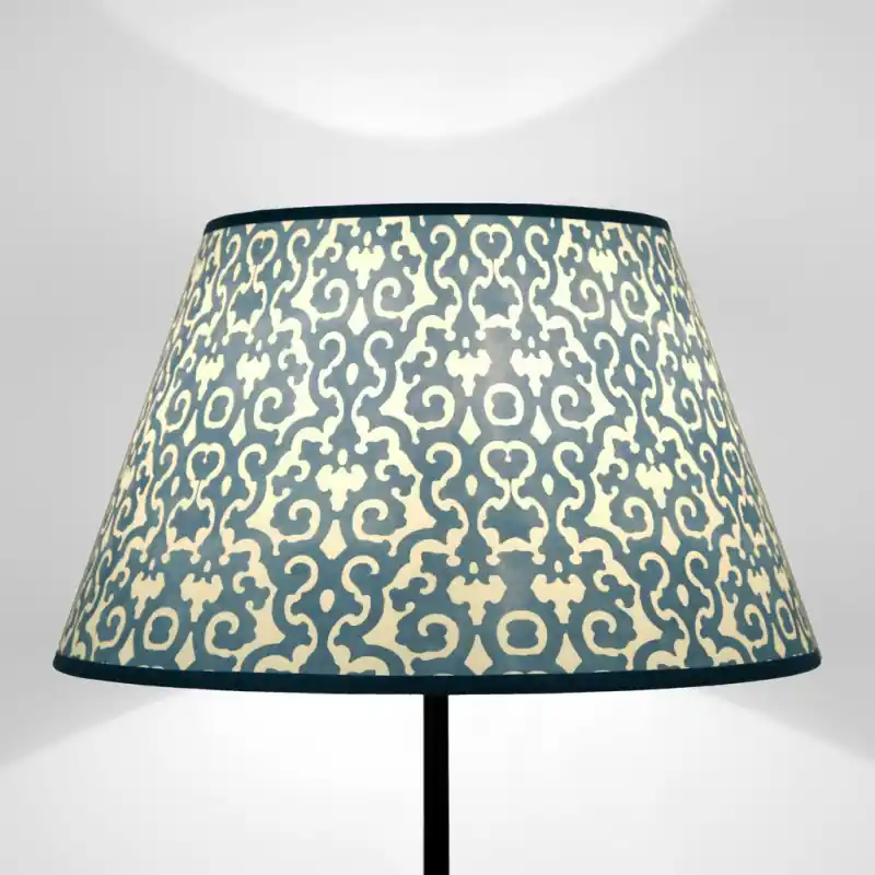 Paralume tronco di cono Arabesco Blu e Bianco